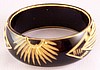 LG55 wide ivory celluloid carved bangle w blk overdye